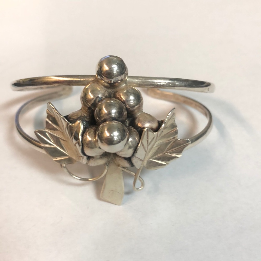 Silver cuff grape vine antique